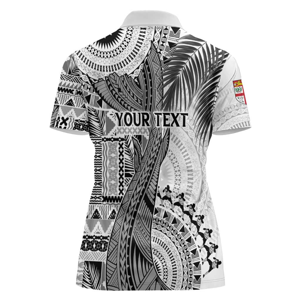 Fiji Rugby Personalised Bula Masi Women Polo Shirt Fish Tail Kaivity Cibi - White