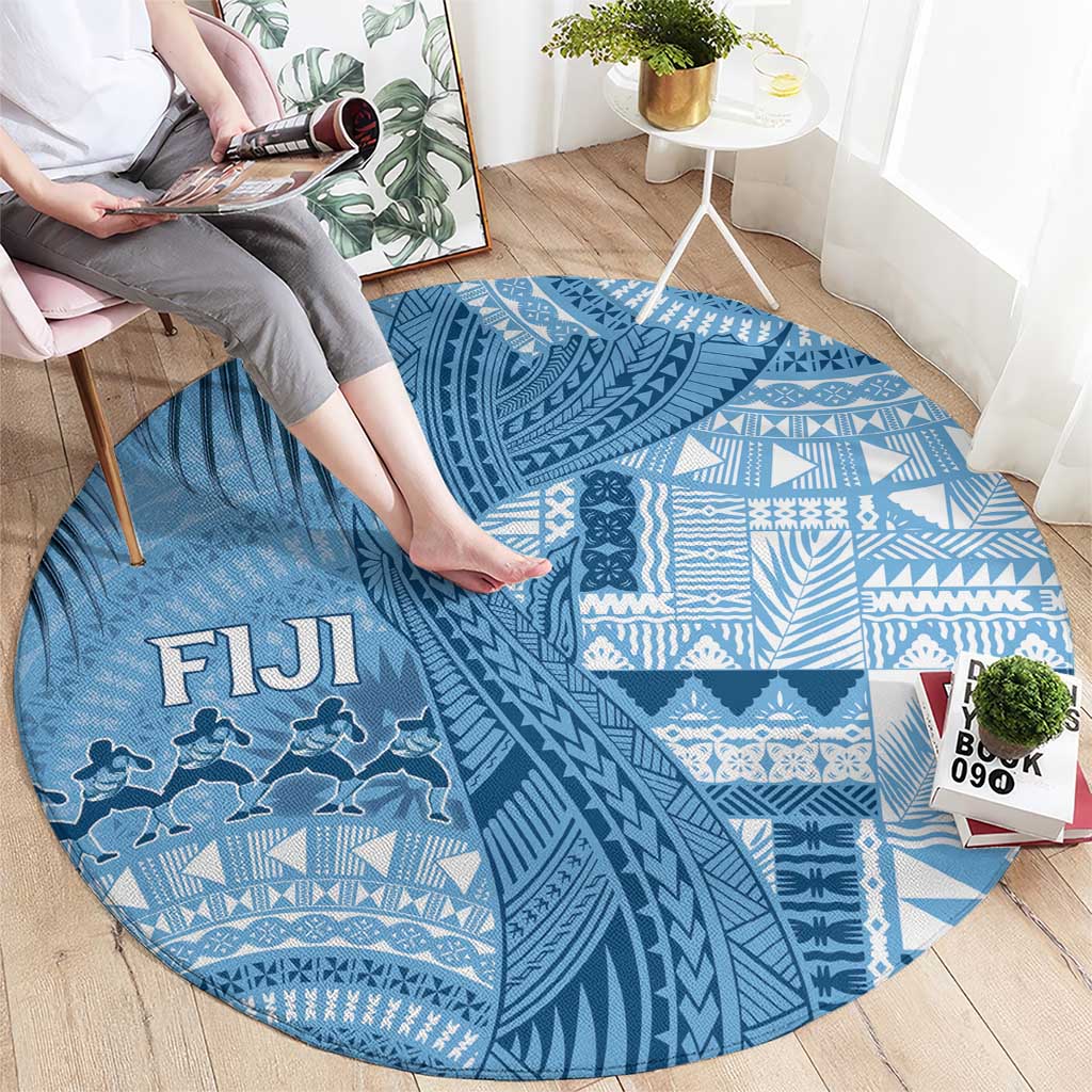 Fiji Rugby Bula Masi Round Carpet Fish Tail Kaivity Cibi - Turquoise