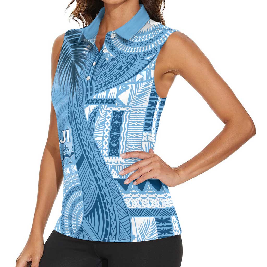 Fiji Rugby Personalised Bula Masi Women Sleeveless Polo Shirt Fish Tail Kaivity Cibi - Turquoise