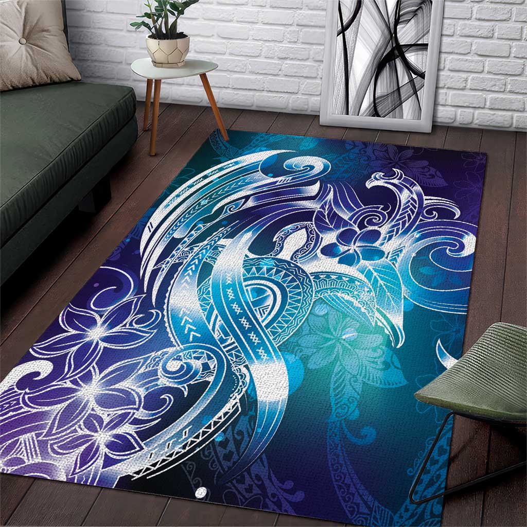Aloha Hawaii Turtle Area Rug Teal Purple Ribbon - Polynesian Pride