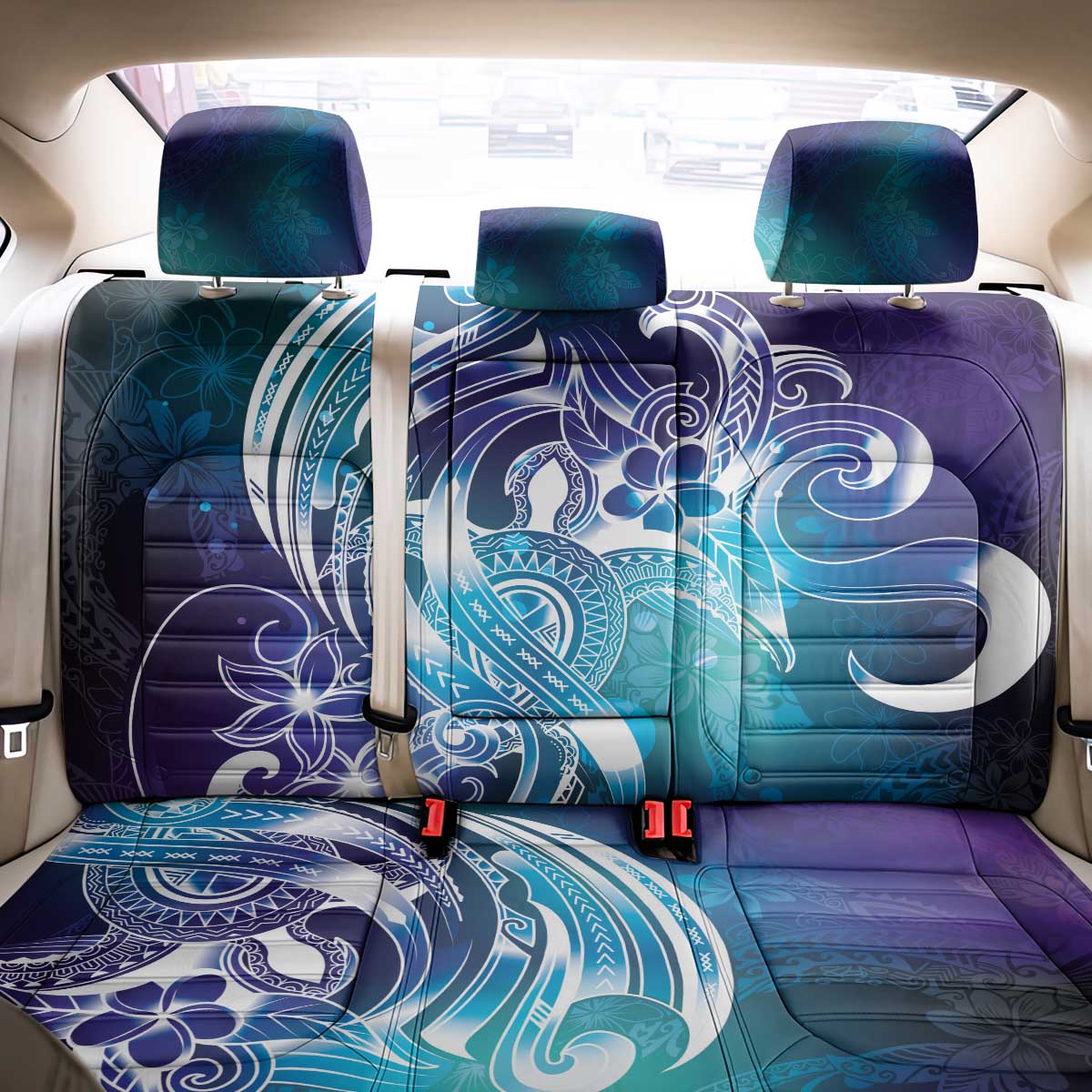 Aloha Hawaii Turtle Back Car Seat Cover Teal Purple Ribbon - Polynesian Pride