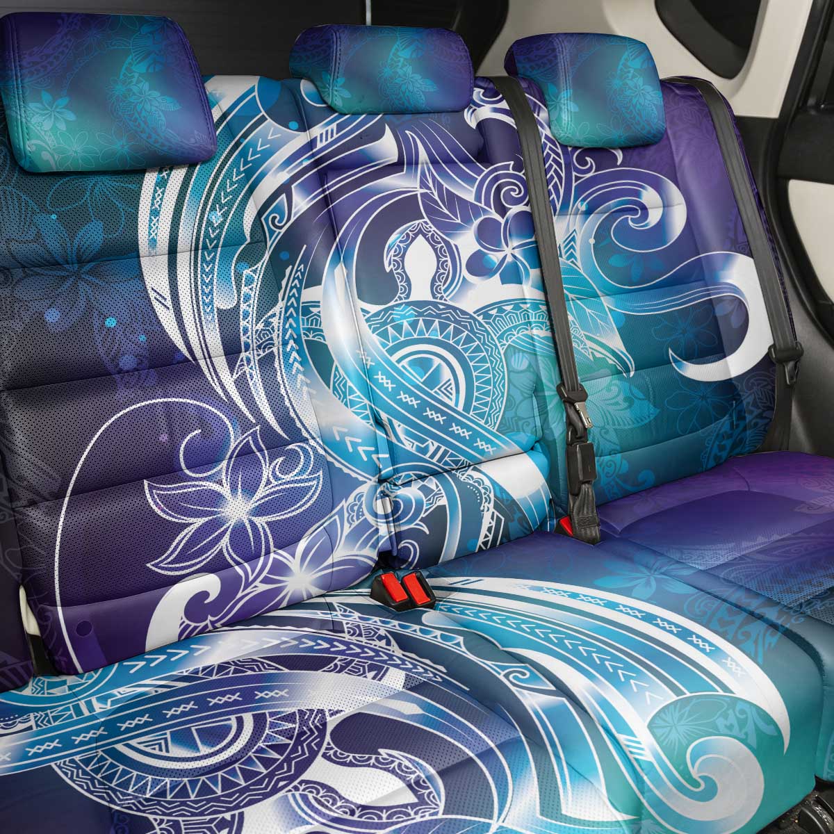 Aloha Hawaii Turtle Back Car Seat Cover Teal Purple Ribbon - Polynesian Pride