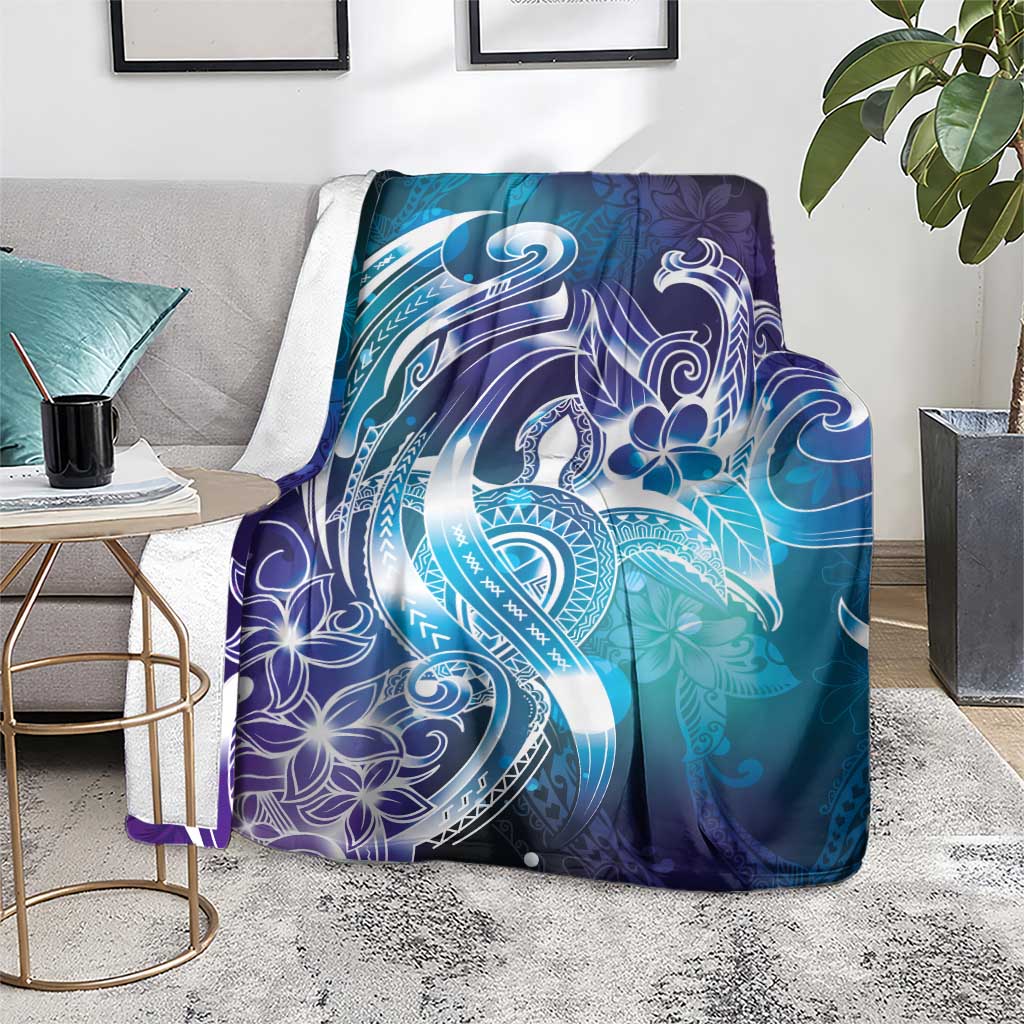 Aloha Hawaii Turtle Blanket Teal Purple Ribbon - Polynesian Pride