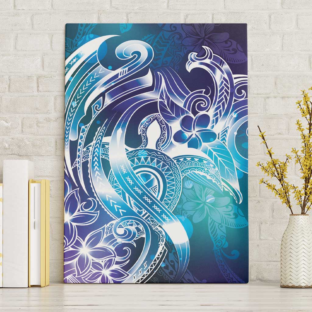 Aloha Hawaii Turtle Canvas Wall Art Teal Purple Ribbon - Polynesian Pride