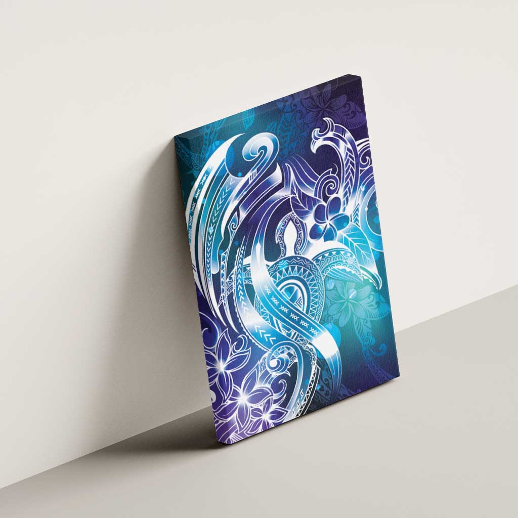 Aloha Hawaii Turtle Canvas Wall Art Teal Purple Ribbon - Polynesian Pride