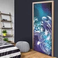 Aloha Hawaii Turtle Door Cover Teal Purple Ribbon - Polynesian Pride