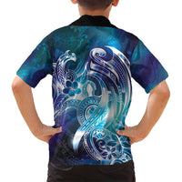 Aloha Hawaii Turtle Family Matching Long Sleeve Bodycon Dress and Hawaiian Shirt Teal Purple Ribbon - Polynesian Pride