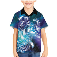 Aloha Hawaii Turtle Family Matching Mermaid Dress and Hawaiian Shirt Teal Purple Ribbon - Polynesian Pride