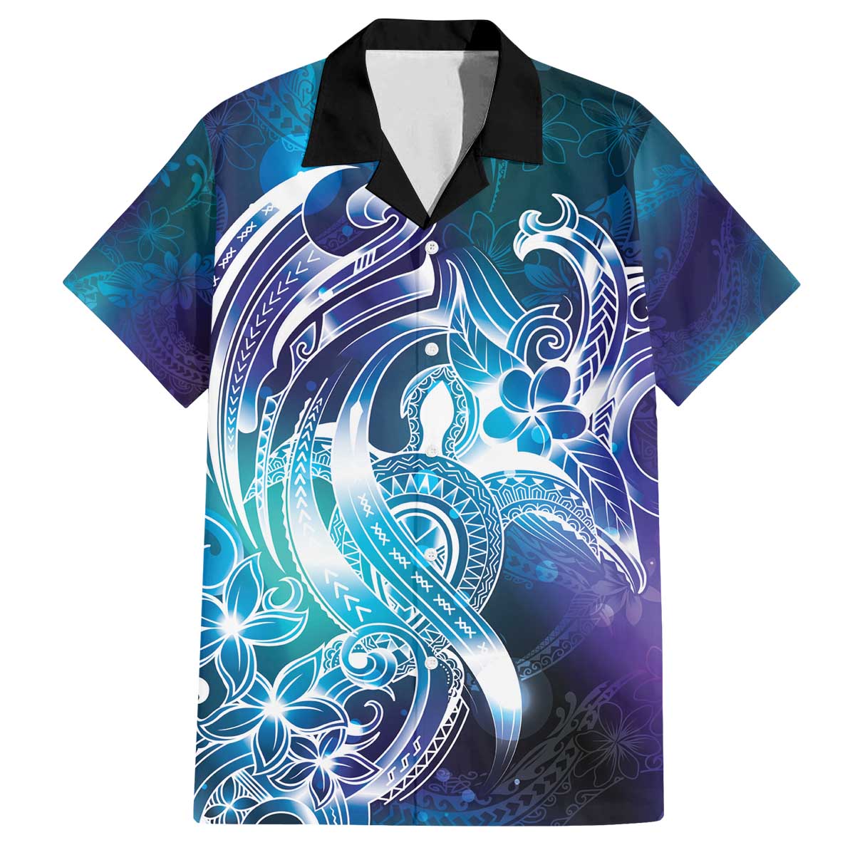 Aloha Hawaii Turtle Family Matching Off The Shoulder Long Sleeve Dress and Hawaiian Shirt Teal Purple Ribbon - Polynesian Pride