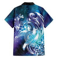 Aloha Hawaii Turtle Family Matching Puletasi and Hawaiian Shirt Teal Purple Ribbon - Polynesian Pride