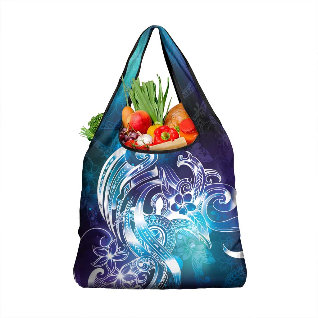 Aloha Hawaii Turtle Grocery Bag Teal Purple Ribbon - Polynesian Pride