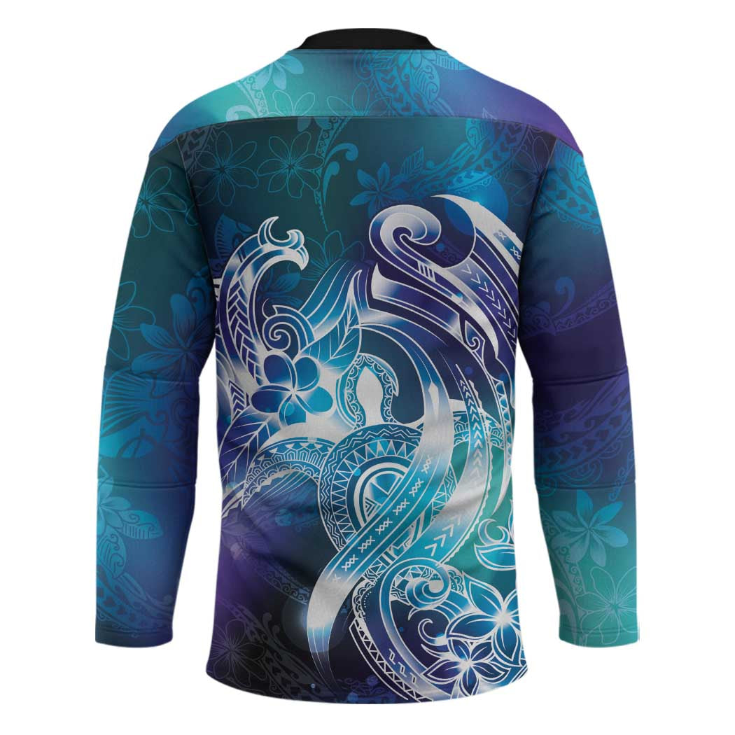 Aloha Hawaii Turtle Hockey Jersey Teal Purple Ribbon - Polynesian Pride