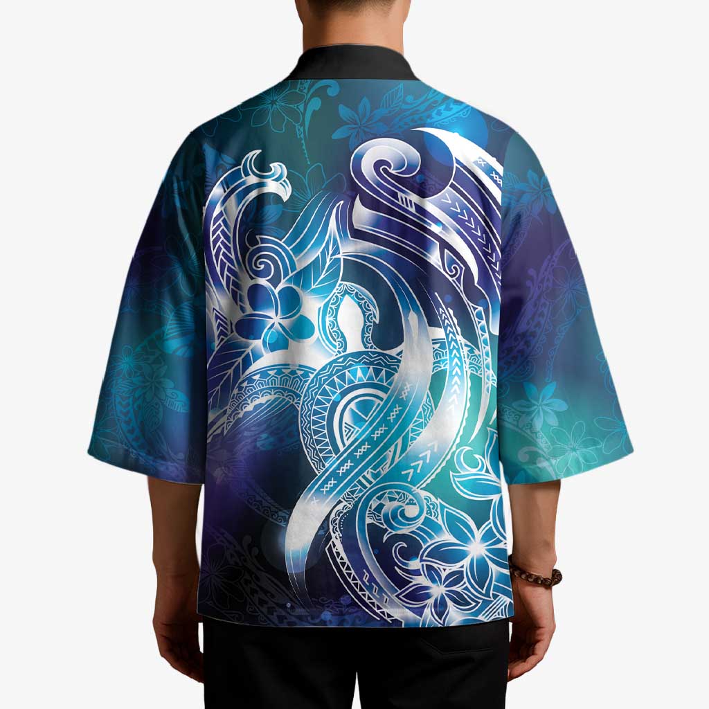 Aloha Hawaii Turtle Kimono Teal Purple Ribbon - Polynesian Pride