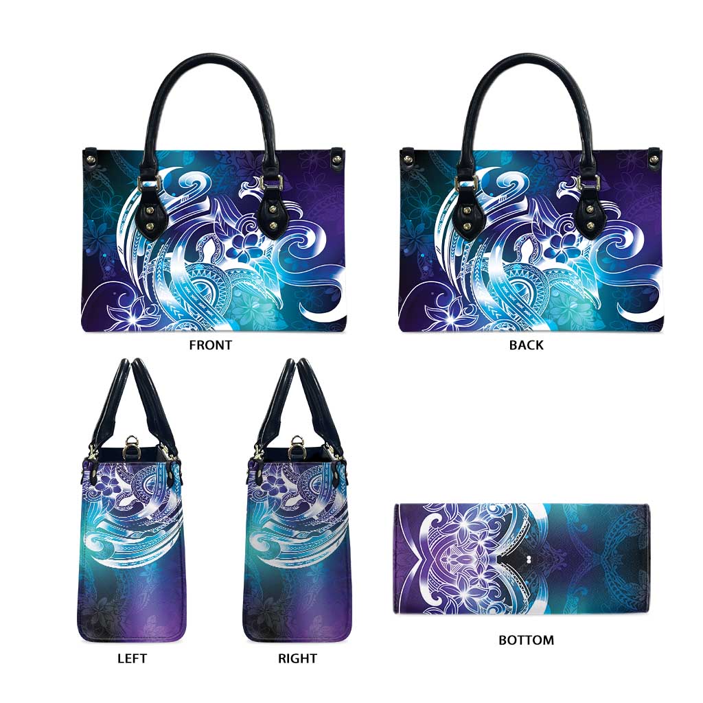 Aloha Hawaii Turtle Leather Bag Teal Purple Ribbon - Polynesian Pride