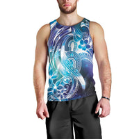 Aloha Hawaii Turtle Men Tank Top Teal Purple Ribbon - Polynesian Pride