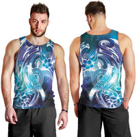 Aloha Hawaii Turtle Men Tank Top Teal Purple Ribbon - Polynesian Pride
