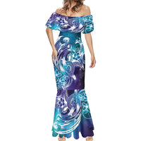 Aloha Hawaii Turtle Mermaid Dress Teal Purple Ribbon - Polynesian Pride