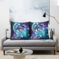 Aloha Hawaii Turtle Pillow Cover Teal Purple Ribbon - Polynesian Pride