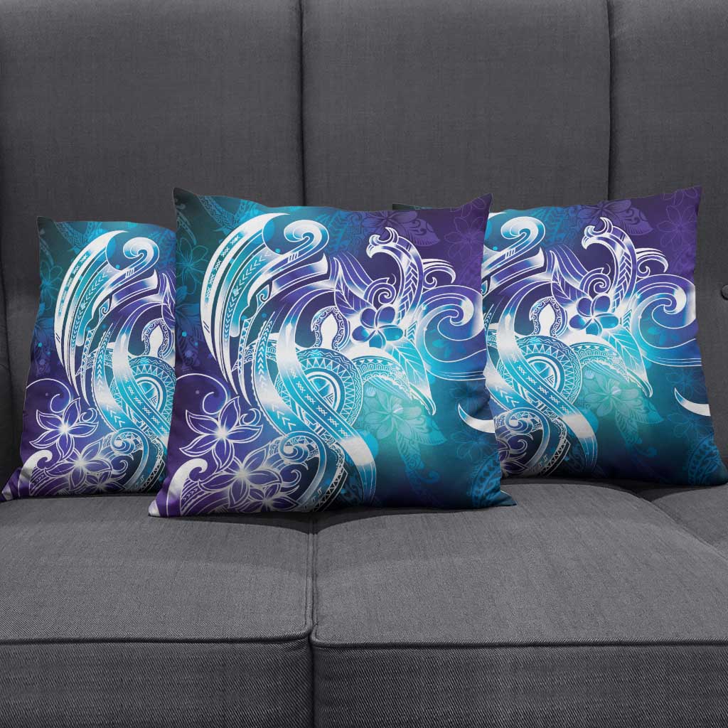 Aloha Hawaii Turtle Pillow Cover Teal Purple Ribbon - Polynesian Pride