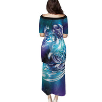 Aloha Hawaii Turtle Puletasi Teal Purple Ribbon - Polynesian Pride