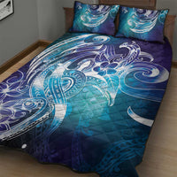 Aloha Hawaii Turtle Quilt Bed Set Teal Purple Ribbon - Polynesian Pride