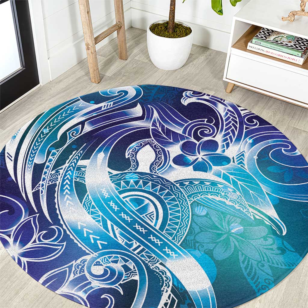 Aloha Hawaii Turtle Round Carpet Teal Purple Ribbon - Polynesian Pride