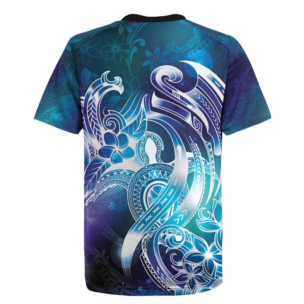 Aloha Hawaii Turtle Rugby Jersey Teal Purple Ribbon - Polynesian Pride