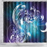 Aloha Hawaii Turtle Shower Curtain Teal Purple Ribbon - Polynesian Pride
