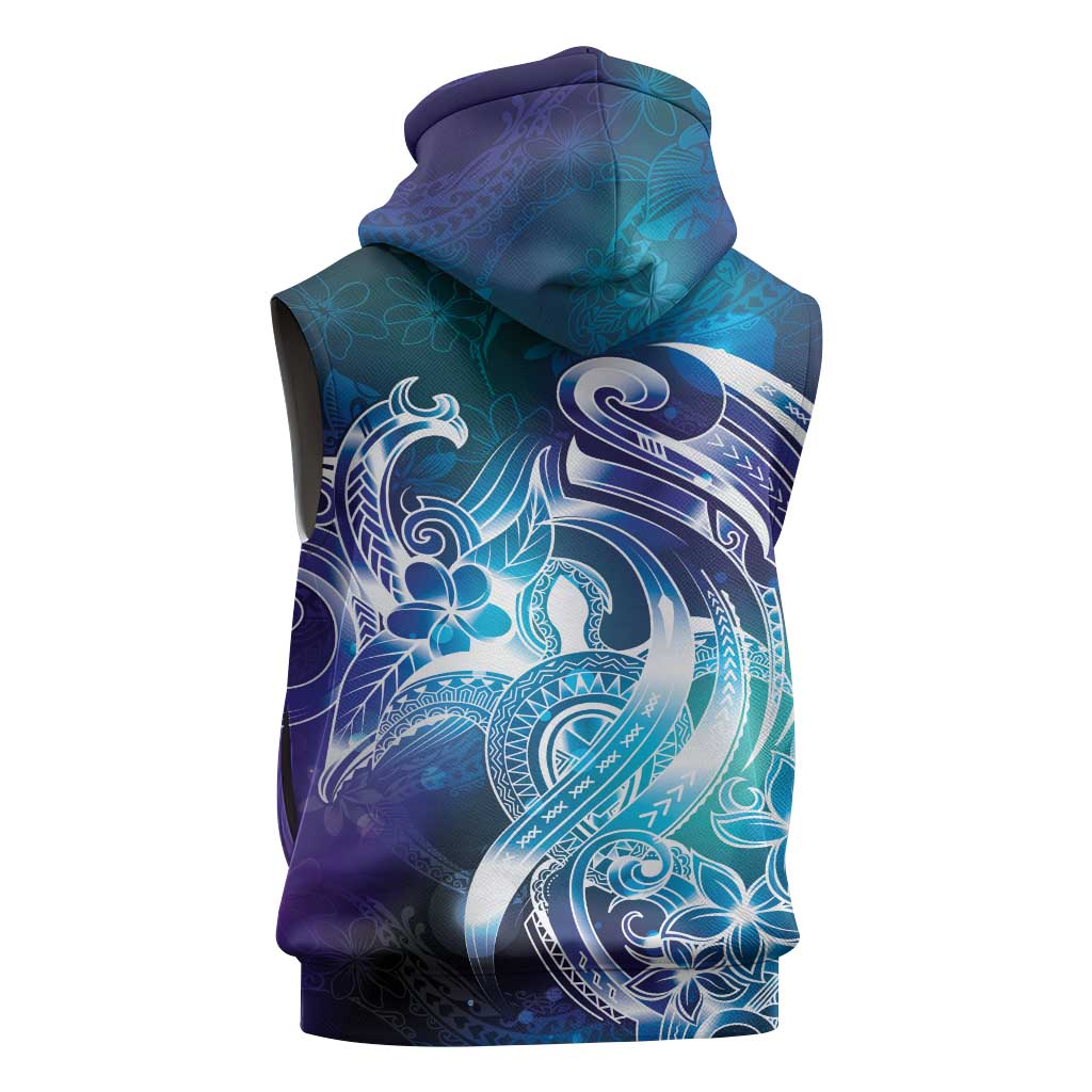 Aloha Hawaii Turtle Sleeveless Zip Hoodie Teal Purple Ribbon LT7