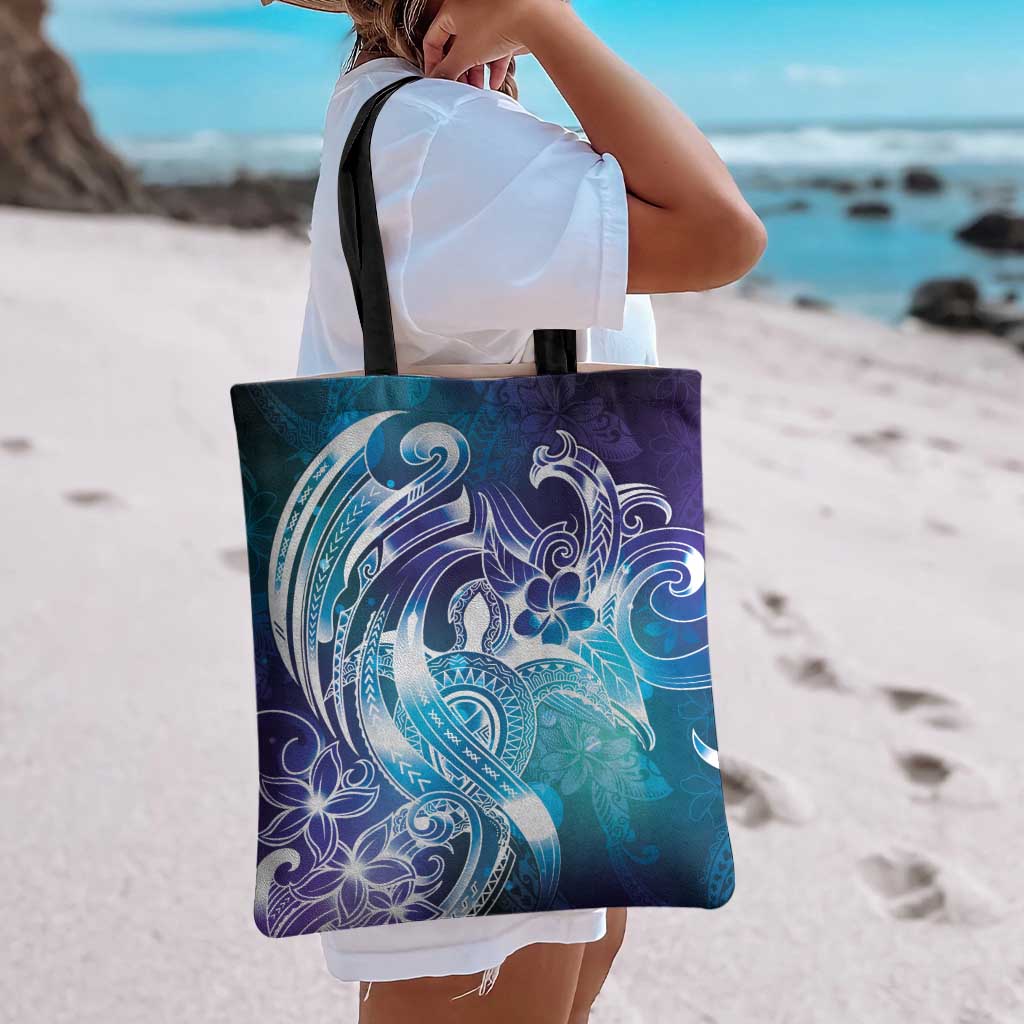 Aloha Hawaii Turtle Tote Bag Teal Purple Ribbon - Polynesian Pride