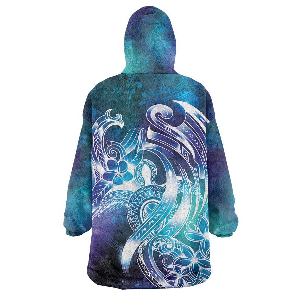 Aloha Hawaii Turtle Wearable Blanket Hoodie Teal Purple Ribbon - Polynesian Pride