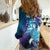 Aloha Hawaii Turtle Women Casual Shirt Teal Purple Ribbon - Polynesian Pride