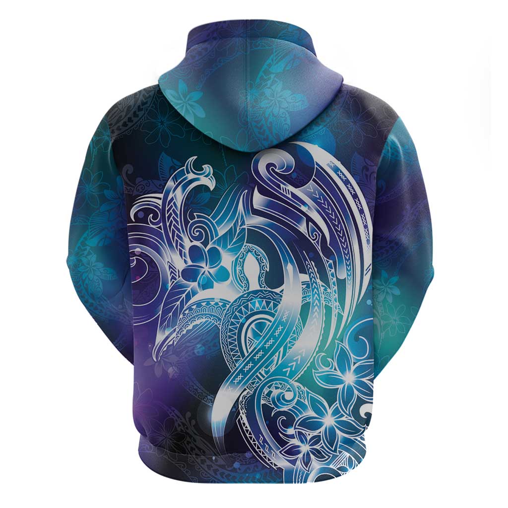 Aloha Hawaii Turtle Zip Hoodie Teal Purple Ribbon - Polynesian Pride