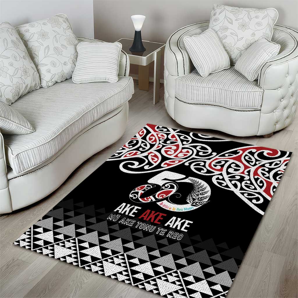 Kia Kaha Te Reo Maori Area Rug 50 Years Mo Ake Tonu Te Reo - Polynesian Pride