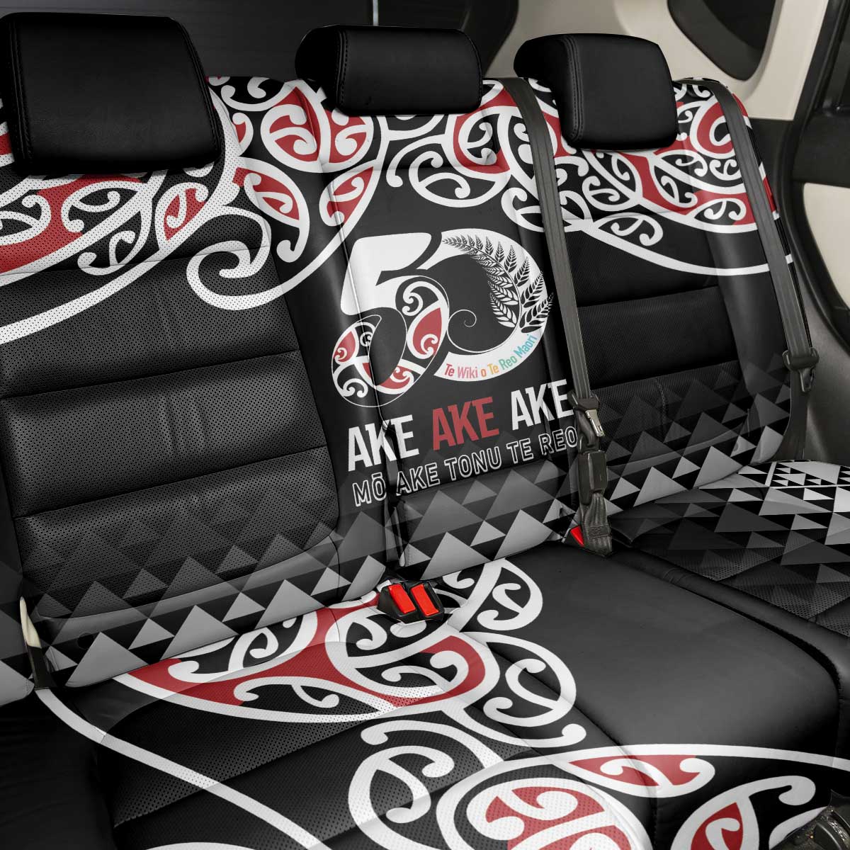 Kia Kaha Te Reo Maori Back Car Seat Cover 50 Years Mo Ake Tonu Te Reo - Polynesian Pride