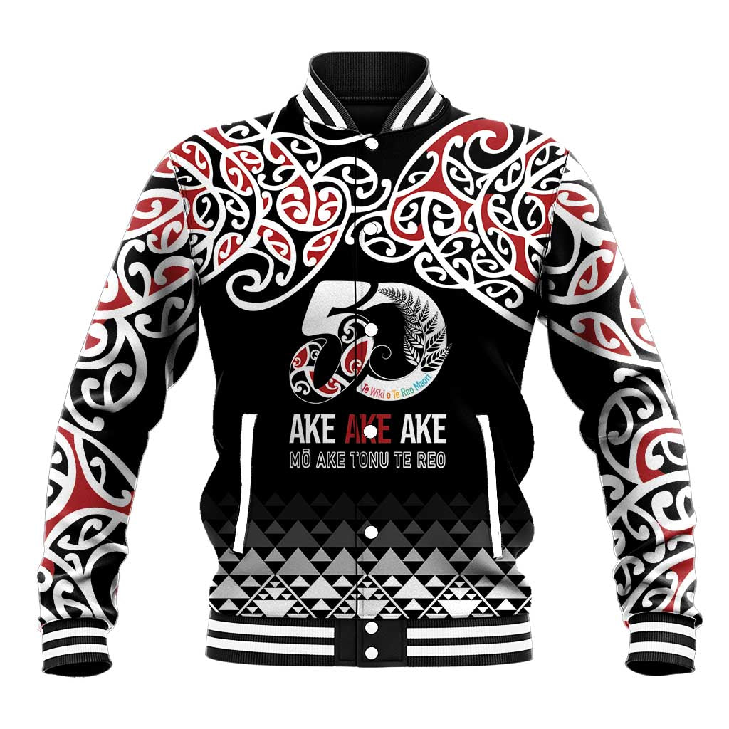 Kia Kaha Te Reo Maori Baseball Jacket 50 Years Mo Ake Tonu Te Reo - Polynesian Pride