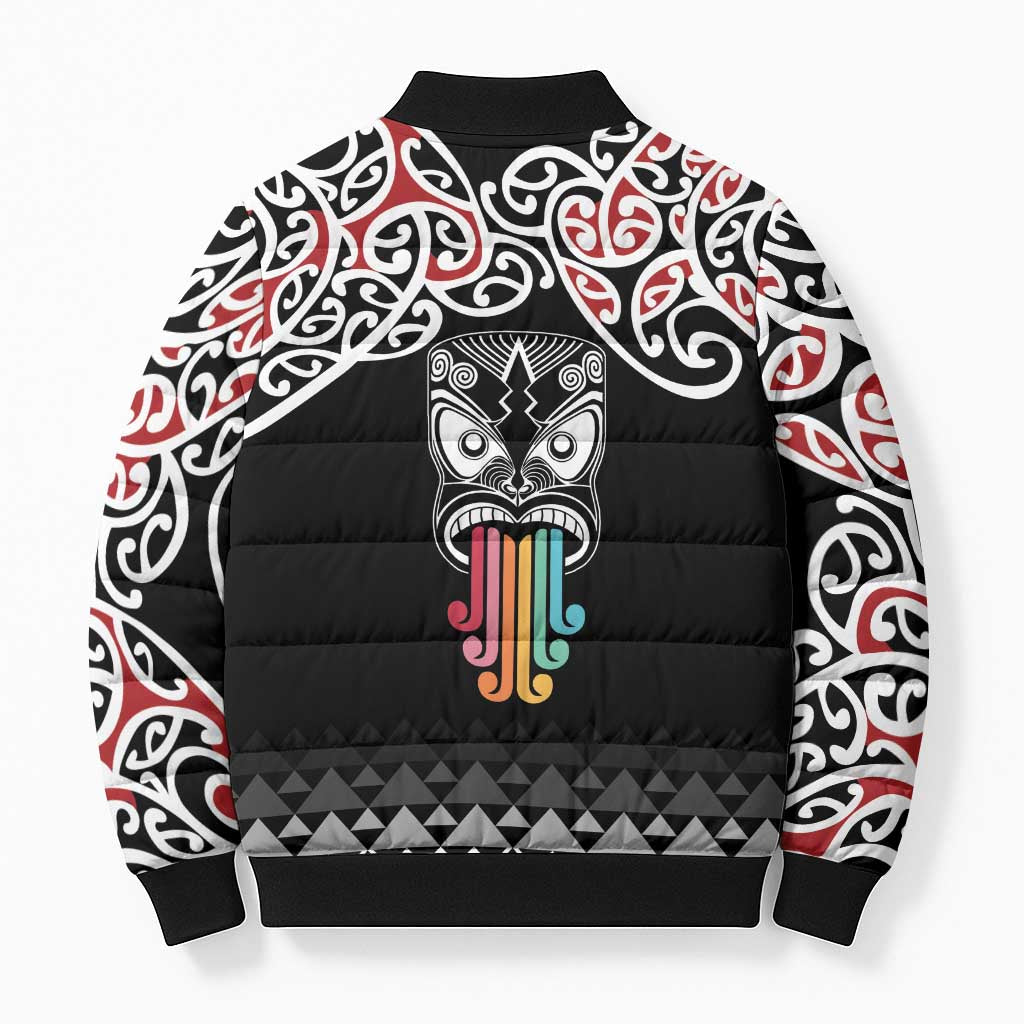Kia Kaha Te Reo Maori Bomber Puffer Jacket 50 Years Mo Ake Tonu Te Reo - Polynesian Pride