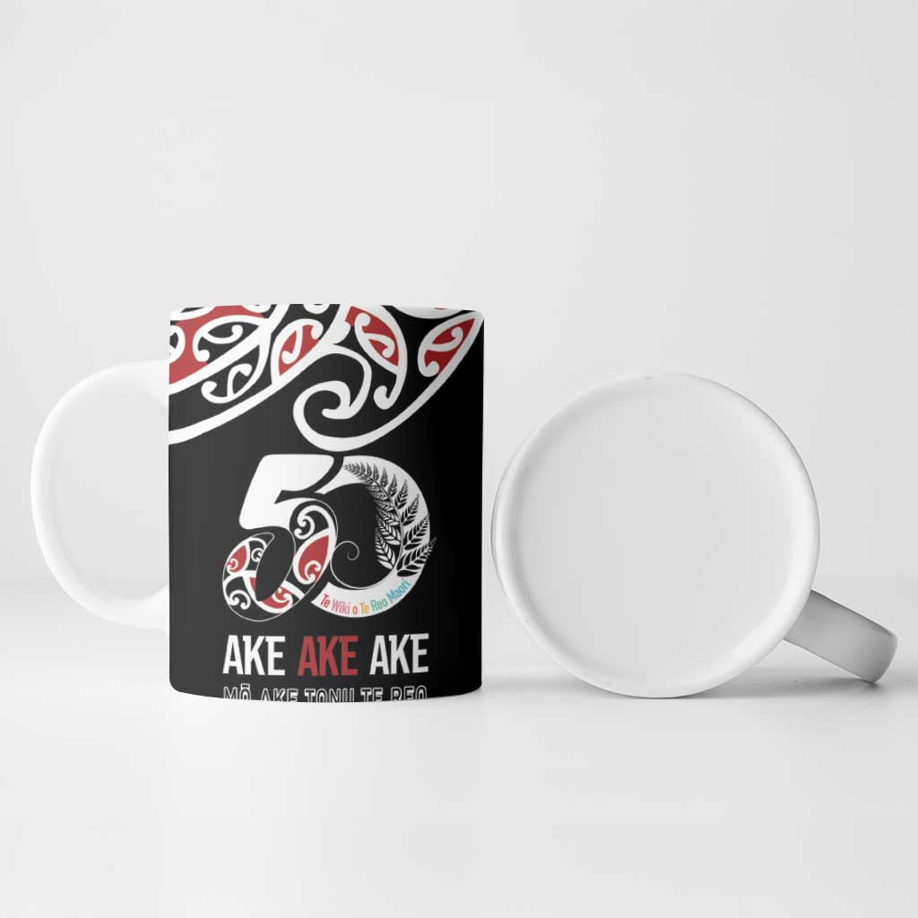 Kia Kaha Te Reo Maori Ceramic Mug 50 Years Mo Ake Tonu Te Reo - Polynesian Pride