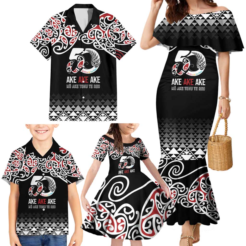 Kia Kaha Te Reo Maori Family Matching Mermaid Dress and Hawaiian Shirt 50 Years Mo Ake Tonu Te Reo - Polynesian Pride