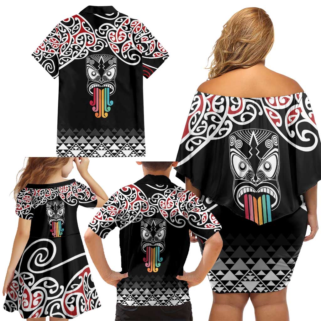 Kia Kaha Te Reo Maori Family Matching Off Shoulder Short Dress and Hawaiian Shirt 50 Years Mo Ake Tonu Te Reo - Polynesian Pride