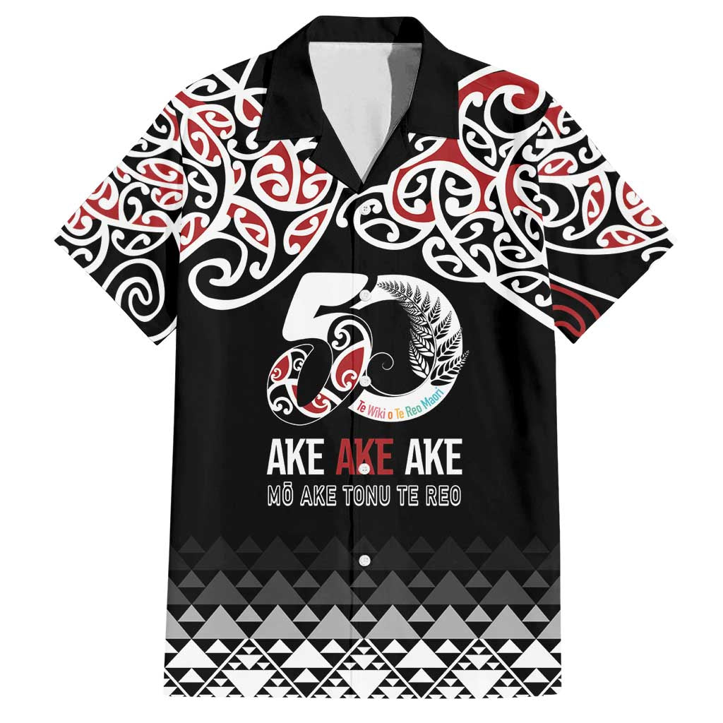 Kia Kaha Te Reo Maori Family Matching Off Shoulder Short Dress and Hawaiian Shirt 50 Years Mo Ake Tonu Te Reo - Polynesian Pride
