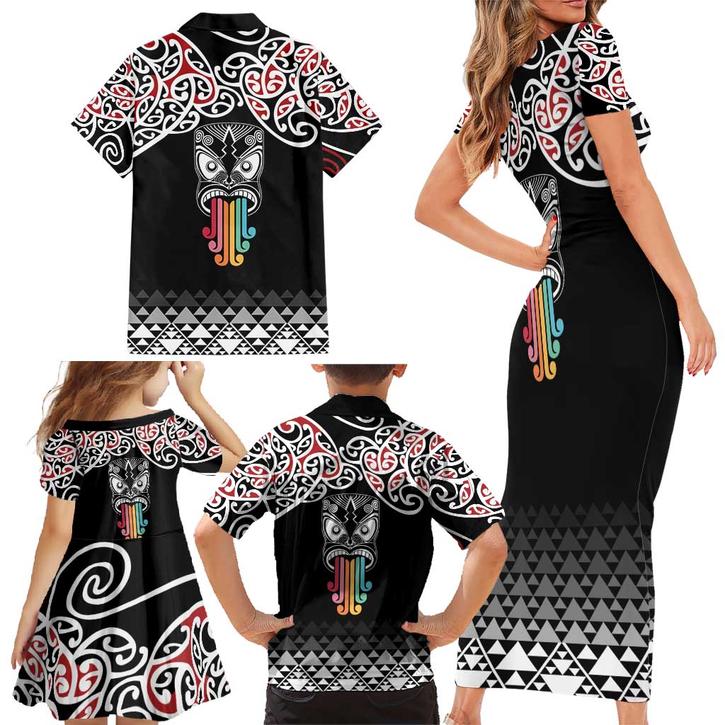 Kia Kaha Te Reo Maori Family Matching Short Sleeve Bodycon Dress and Hawaiian Shirt 50 Years Mo Ake Tonu Te Reo - Polynesian Pride