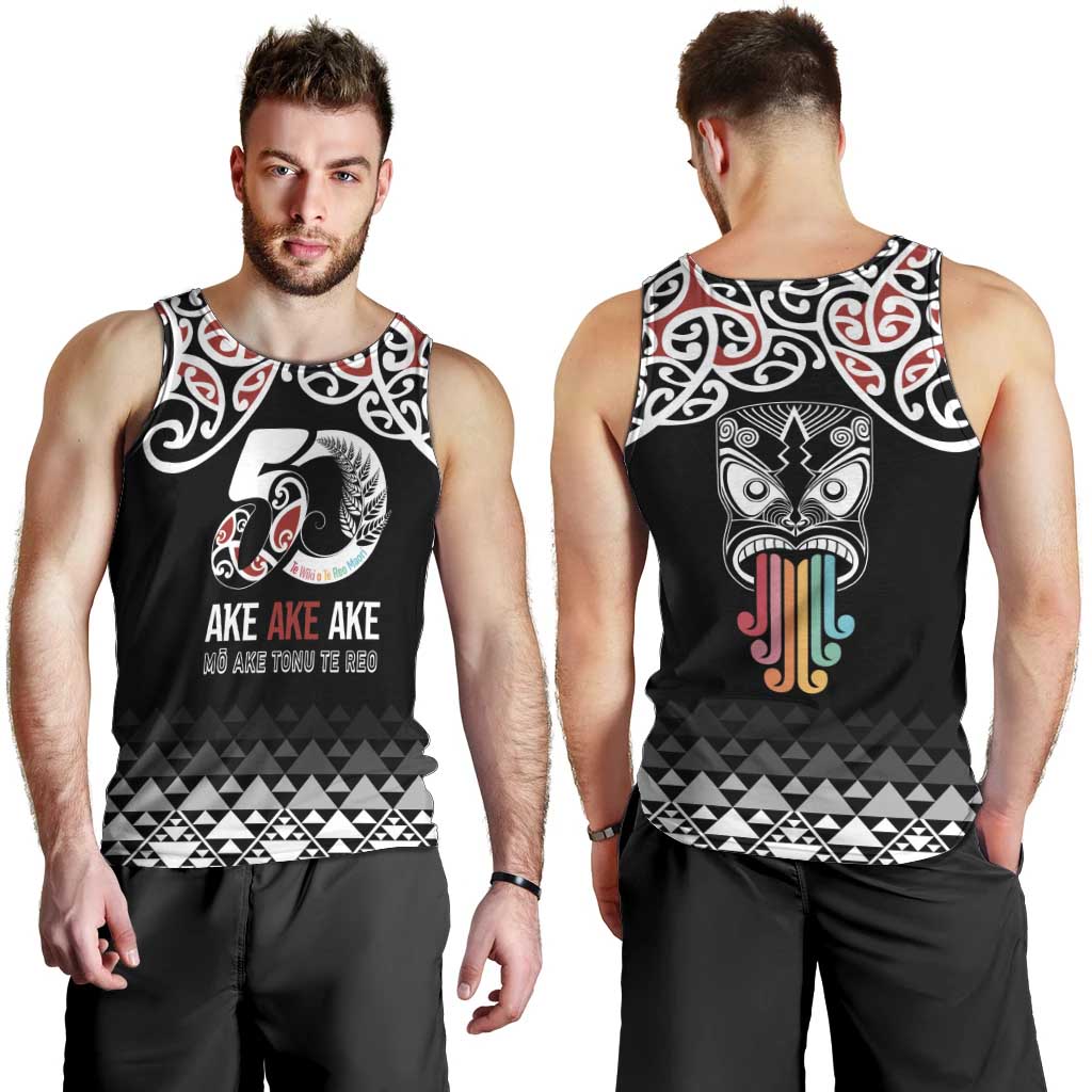 Kia Kaha Te Reo Maori Men Tank Top 50 Years Mo Ake Tonu Te Reo - Polynesian Pride