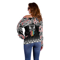 Kia Kaha Te Reo Maori Off Shoulder Sweater 50 Years Mo Ake Tonu Te Reo - Polynesian Pride
