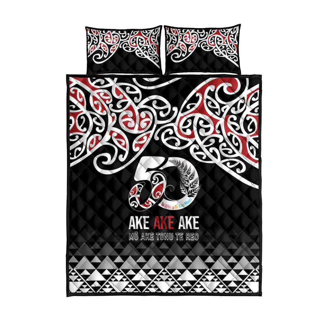Kia Kaha Te Reo Maori Quilt Bed Set 50 Years Mo Ake Tonu Te Reo - Polynesian Pride