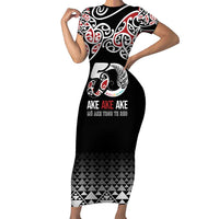Kia Kaha Te Reo Maori Short Sleeve Bodycon Dress 50 Years Mo Ake Tonu Te Reo - Polynesian Pride