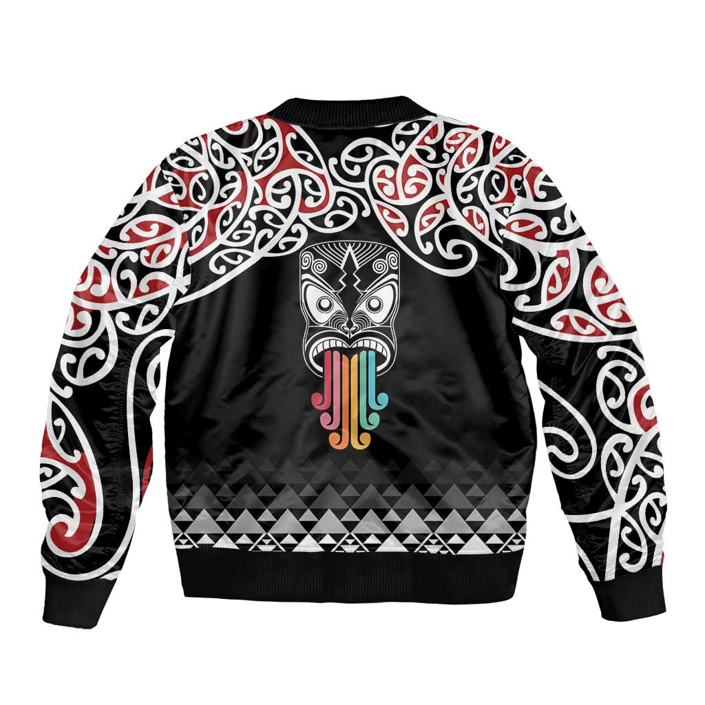 Kia Kaha Te Reo Maori Sleeve Zip Bomber Jacket 50 Years Mo Ake Tonu Te Reo - Polynesian Pride