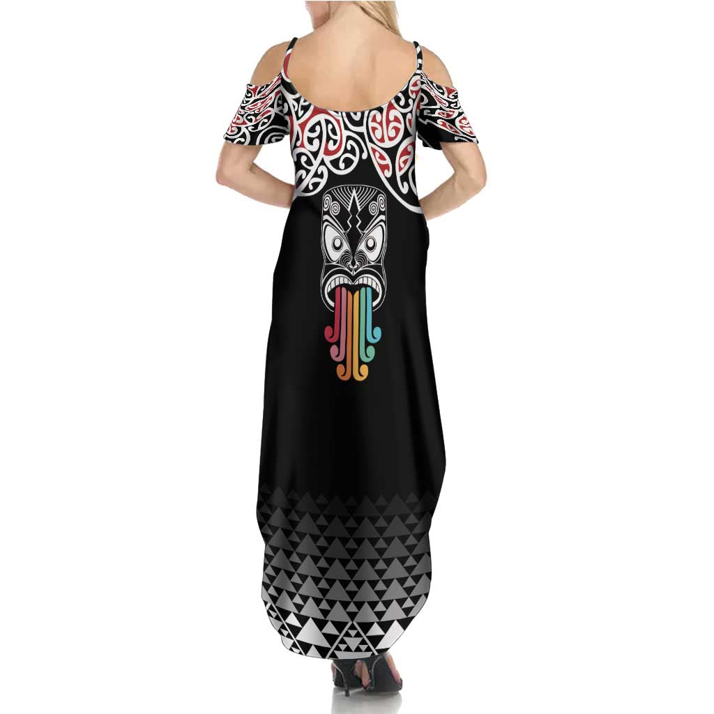 Kia Kaha Te Reo Maori Summer Maxi Dress 50 Years Mo Ake Tonu Te Reo - Polynesian Pride