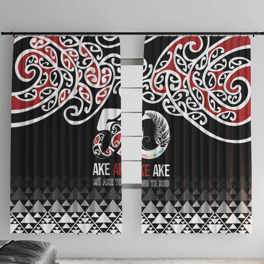 Kia Kaha Te Reo Maori Window Curtain 50 Years Mo Ake Tonu Te Reo - Polynesian Pride