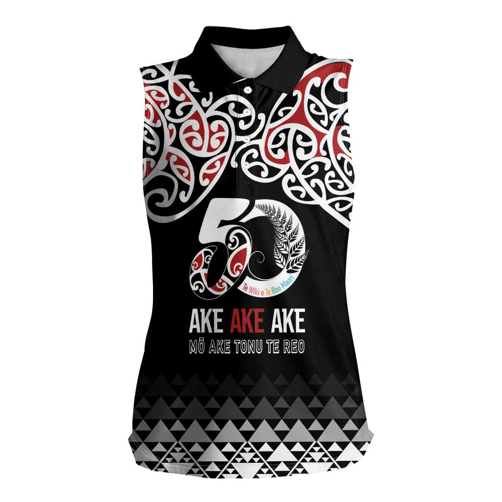 Kia Kaha Te Reo Maori Women Sleeveless Polo Shirt 50 Years Mo Ake Tonu Te Reo - Polynesian Pride
